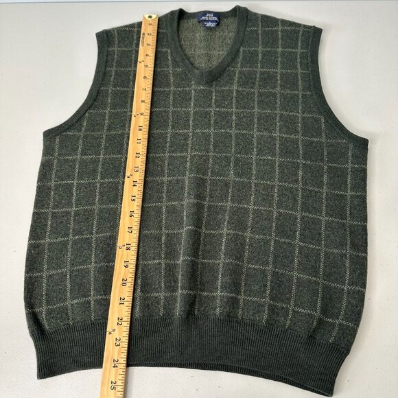 Vintage Brooks Brothers Sweater Vest Green Windowpane Fine Merino Wool Large - Picture 5 of 6
